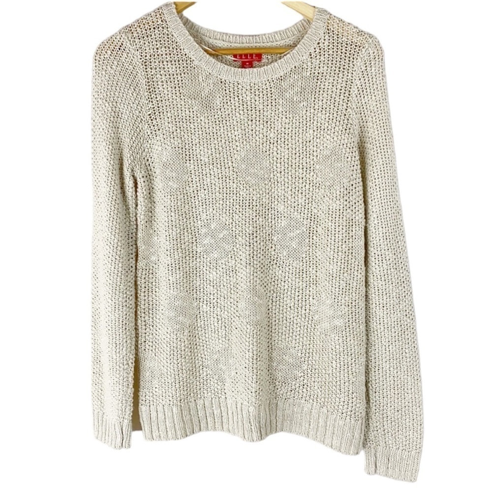 Elle Cream White Silver Knit Sparkle‎ Sweater